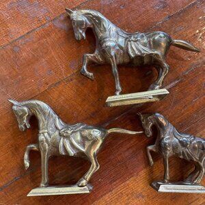 Vintage Jack Housman Chinese Brass Horses set of Three